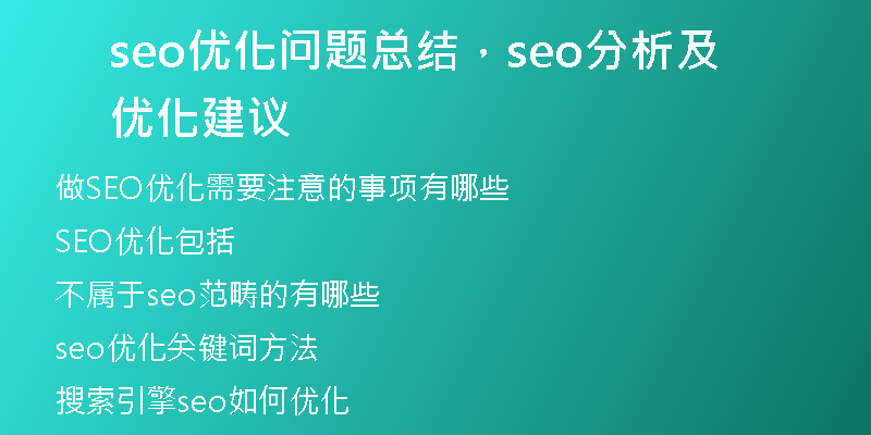 seo优化问题总结,seo分析及优化建议