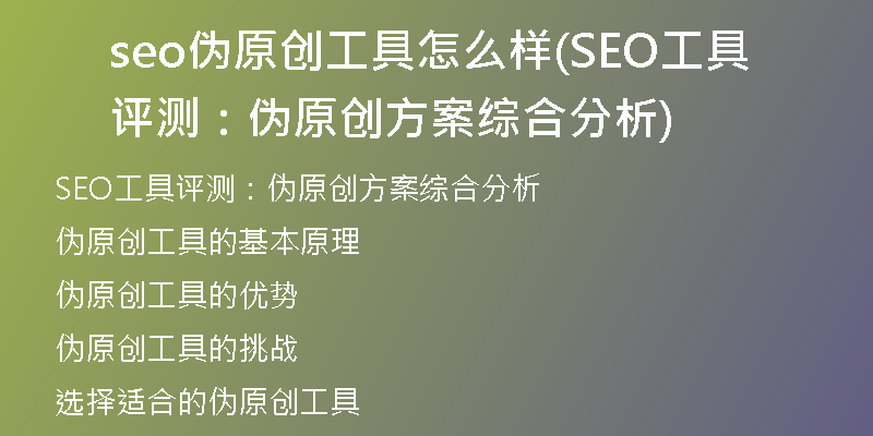 seo伪原创工具怎么样(SEO工具评测：伪原创方案综合分析)