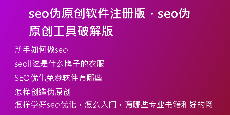 seo伪原创软件注册版，seo伪原创工具破解版