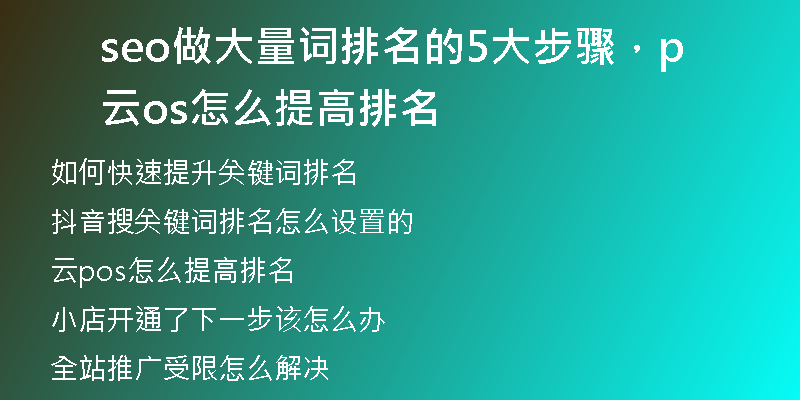 seo做大量词排名的5大步骤，云pos怎么提高排名