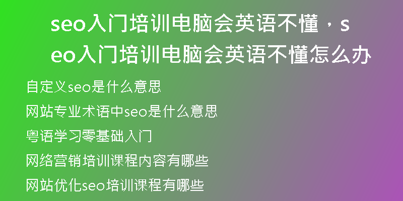seo入门培训电脑会英语不懂，seo入门培训电脑会英语不懂怎么办