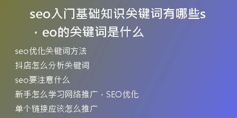 seo入门基础知识关键词有哪些，seo的关键词是什么