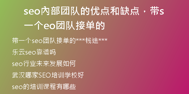 seo內部团队的优点和缺点，带一个seo团队接单的