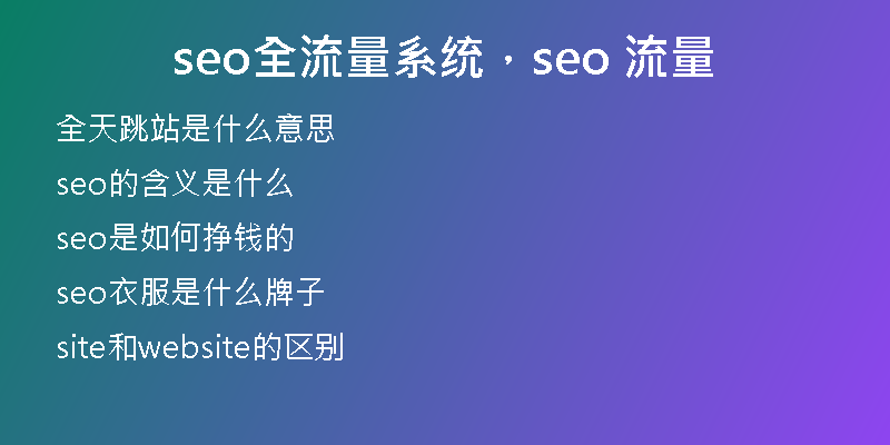 seo全流量系统，seo 流量