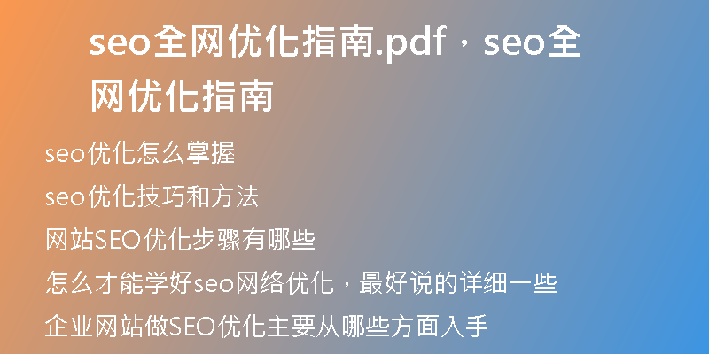 seo全网优化指南.pdf，seo全网优化指南