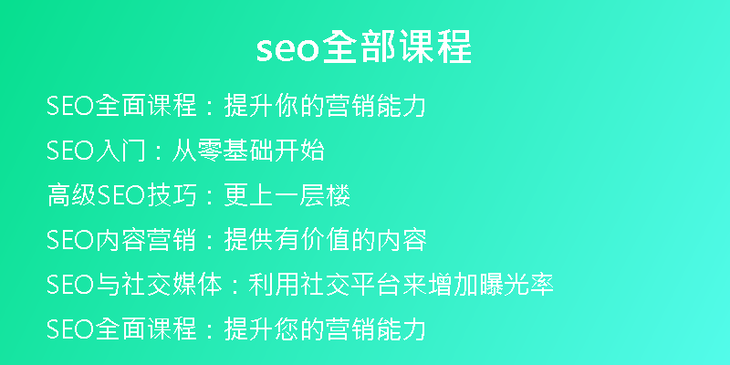 seo全部课程