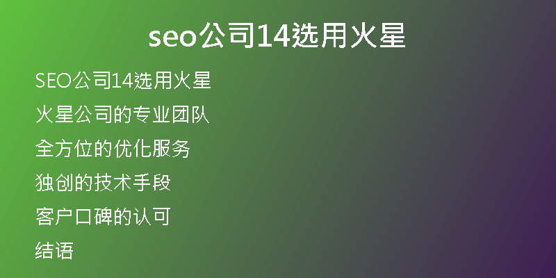 seo公司14选用火星