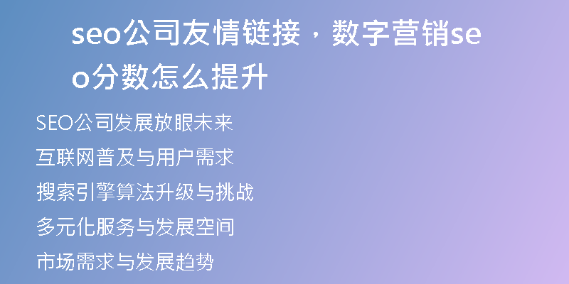 seo公司友情链接，数字营销seo分数怎么提升