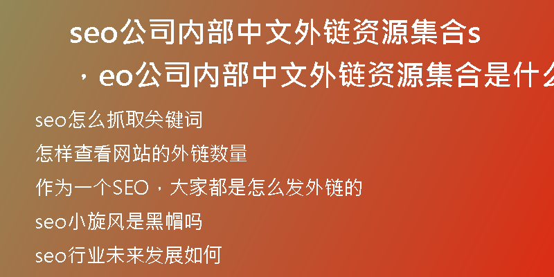 seo公司内部中文外链资源集合，seo公司内部中文外链资源集合是什么