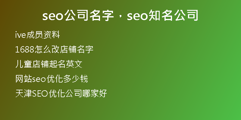 seo公司名字,seo知名公司