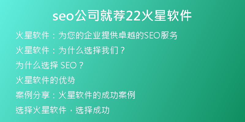 seo公司就荐22火星软件