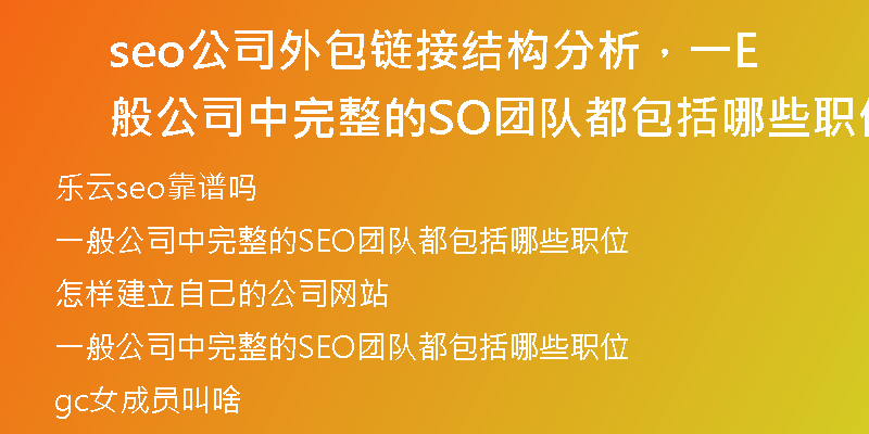 seo公司外包链接结构分析，一般公司中完整的SEO团队都包括哪些职位