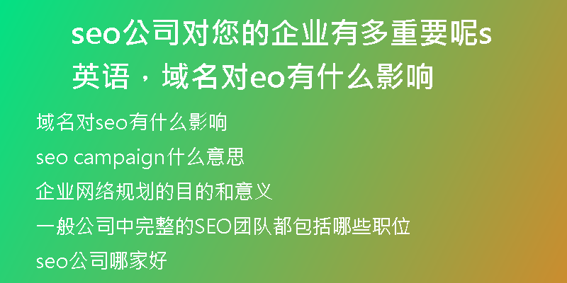 seo公司对您的企业有多重要呢英语，域名对seo有什么影响