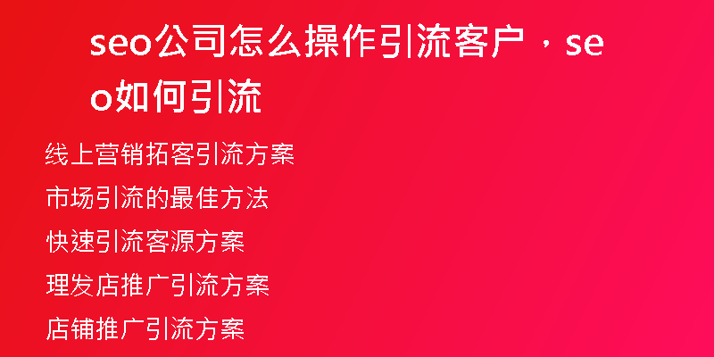 seo公司怎么操作引流客户，seo如何引流