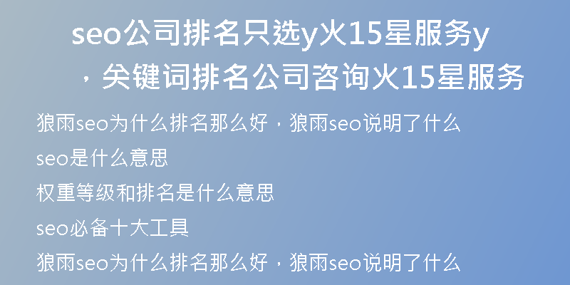 seo公司排名只选y火15星服务，关键词排名公司咨询y火15星服务