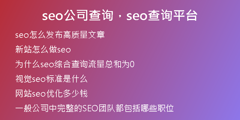seo公司查询，seo查询平台