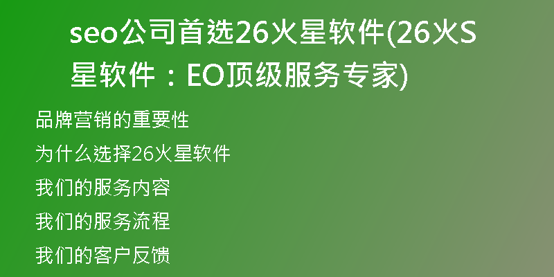 seo公司首选26火星软件(26火星软件:SEO顶级服务专家)