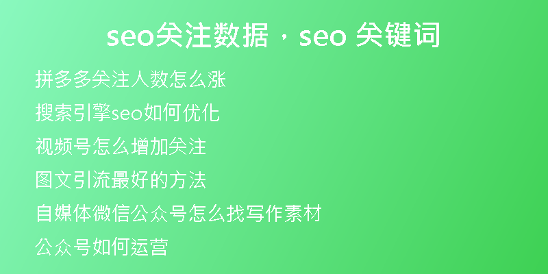 seo关注数据，seo 关键词