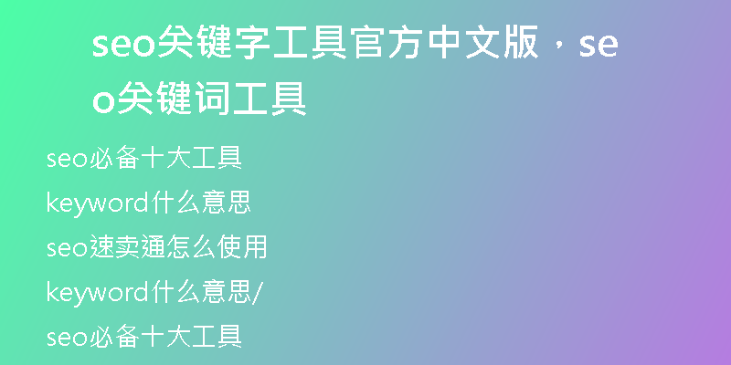 seo关键字工具官方中文版，seo关键词工具