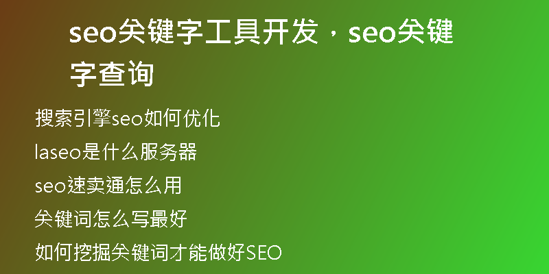 seo关键字工具开发，seo关键字查询