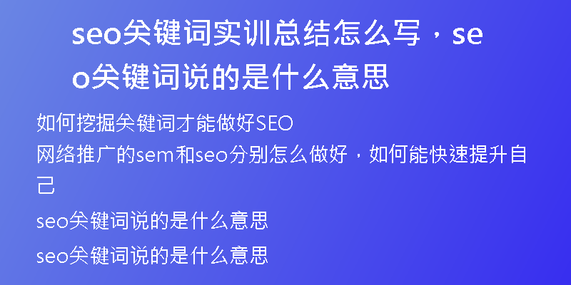 seo关键词实训总结怎么写，seo关键词说的是什么意思