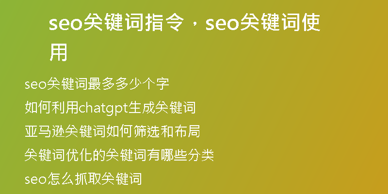 seo关键词指令，seo关键词使用
