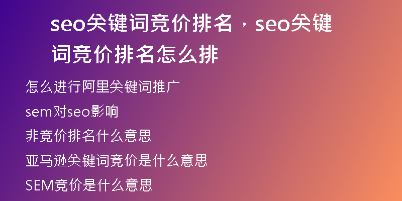 seo关键词竞价排名，seo关键词竞价排名怎么排