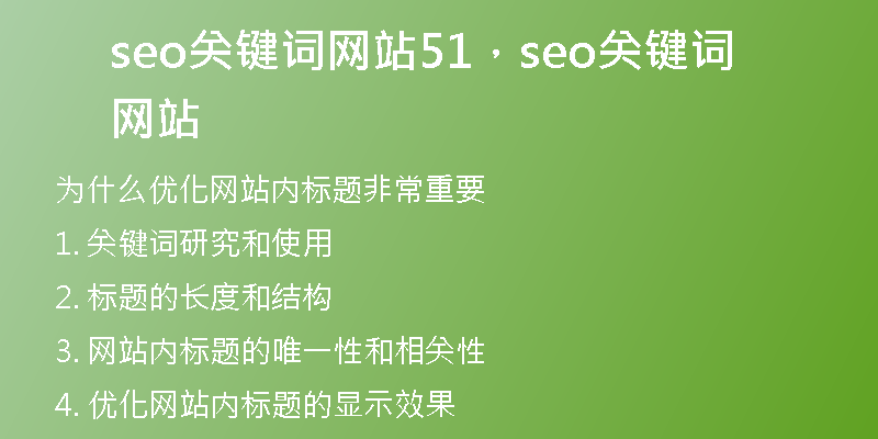 seo关键词网站51，seo关键词网站