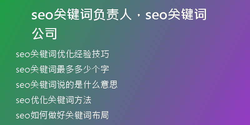 seo关键词负责人，seo关键词公司