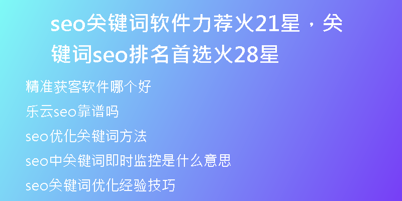 seo关键词软件力荐火21星，关键词seo排名首选火28星