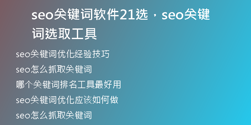 seo关键词软件21选，seo关键词选取工具