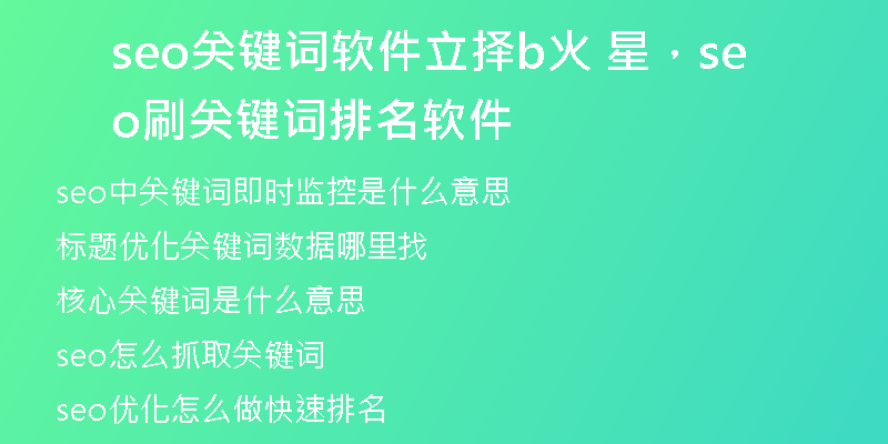 seo关键词软件立择b火 星，seo刷关键词排名软件