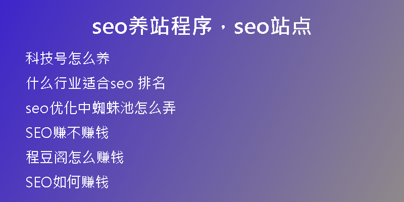 seo养站程序，seo站点