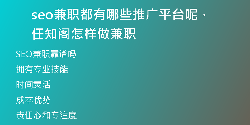 seo兼职都有哪些推广平台呢，任知阁怎样做兼职