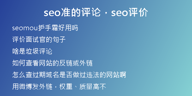 seo准的评论，seo评价