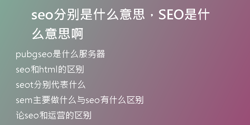 seo分别是什么意思，SEO是什么意思啊