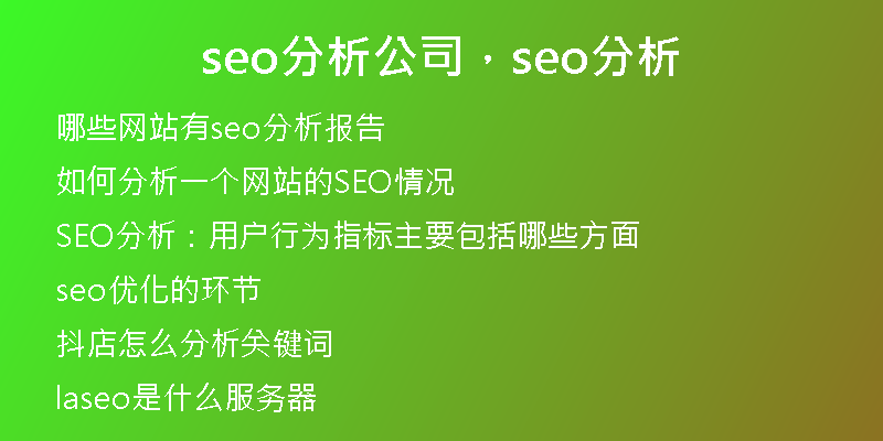 seo分析公司，seo分析