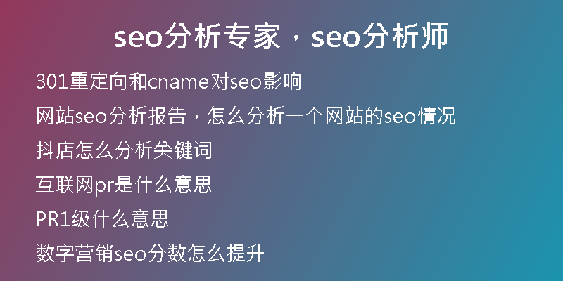 seo分析专家,seo分析师