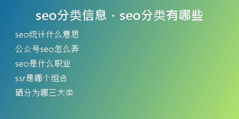 seo分类信息，seo分类有哪些