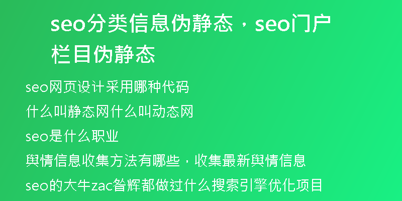 seo分类信息伪静态，seo门户栏目伪静态