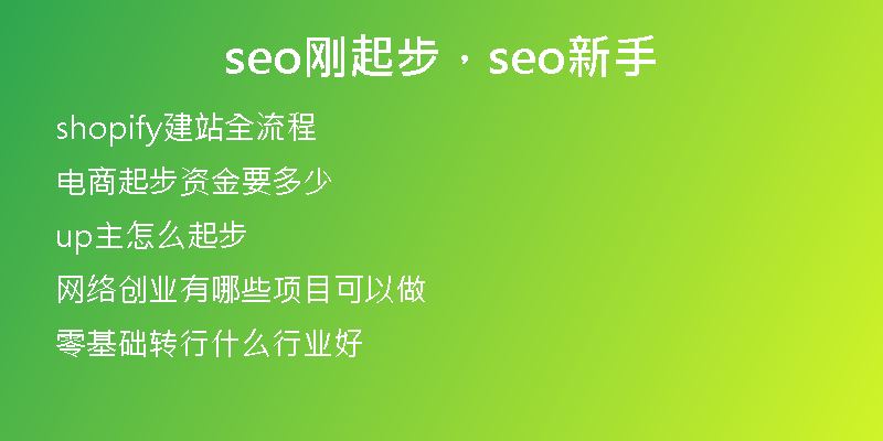 seo刚起步，seo新手