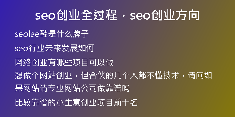 seo创业全过程,seo创业方向