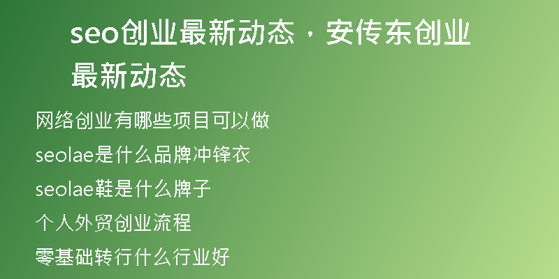seo创业最新动态，安传东创业最新动态