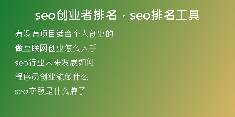 seo创业者排名,seo排名工具