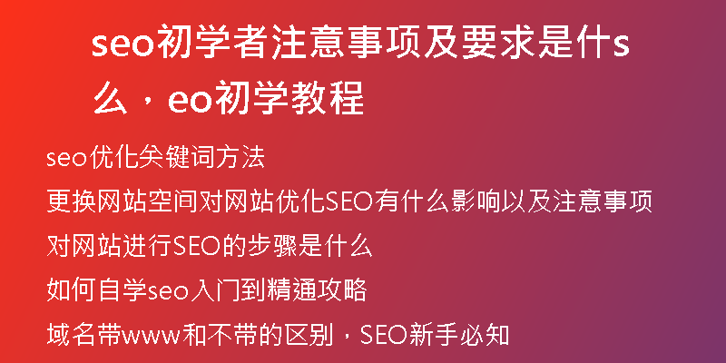 seo初学者注意事项及要求是什么,seo初学教程