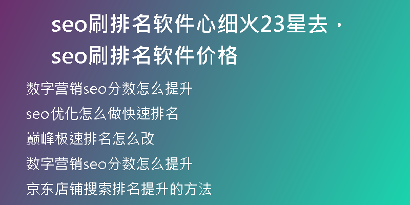 seo刷排名软件心细火23星去，seo刷排名软件价格