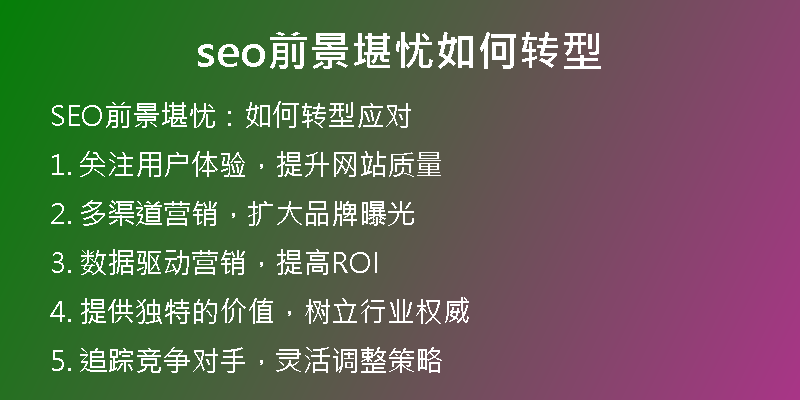 seo前景堪忧如何转型
