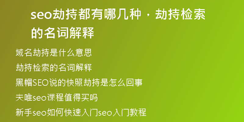 seo劫持都有哪几种，劫持检索的名词解释