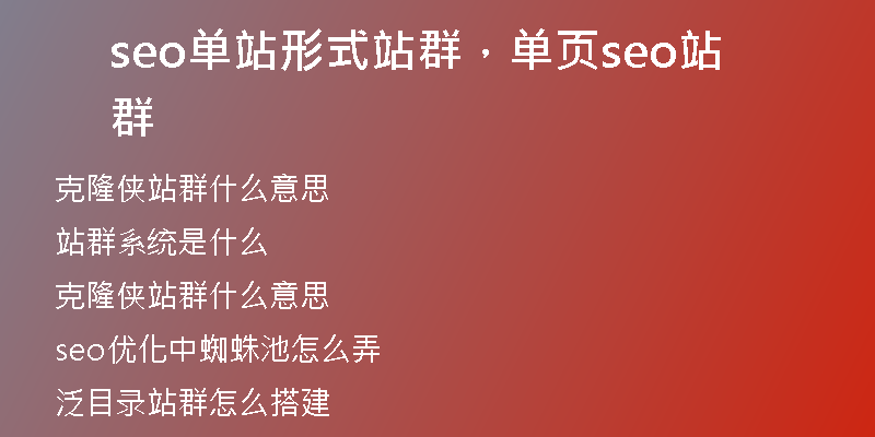 seo单站形式站群，单页seo站群