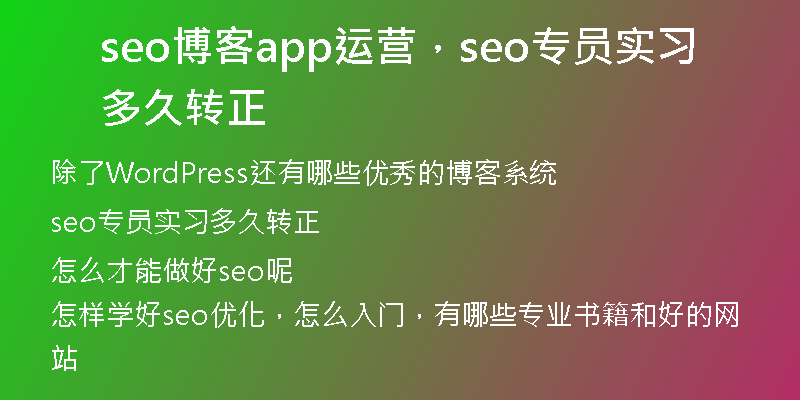 seo博客app运营，seo专员实习多久转正